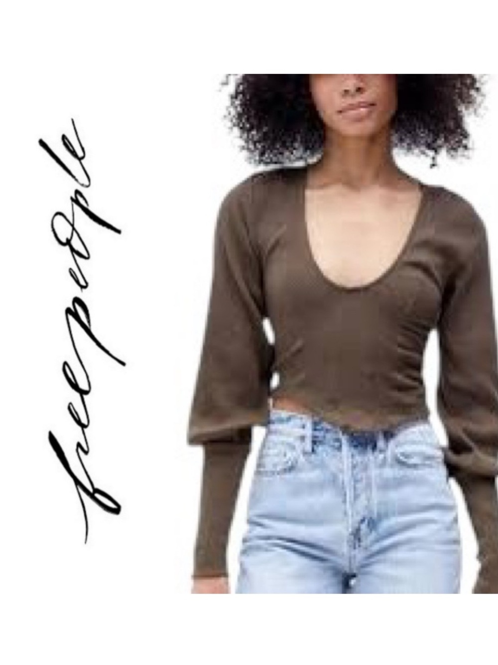 FREE PEOPLE PETRA LOMG SLEEVE CROP TOP